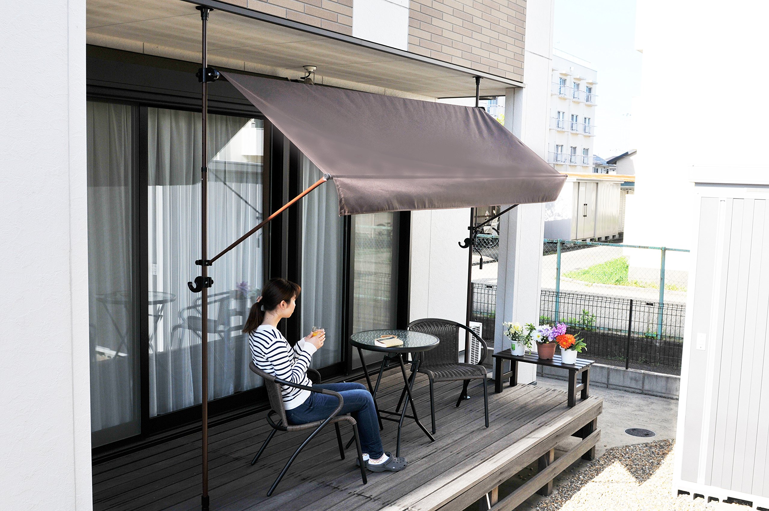 Amazon | リビングアウト(Living Out) 突っ張り式フック付きオーニング